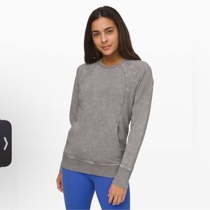 Lululemon Athletica Scuba Crew Sweatshirt Washed Dark Chrome Sz 6 Athleisure